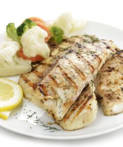 Grilled Fish Fillet With Vegetables And Lemon; Shutterstock ID 116118994